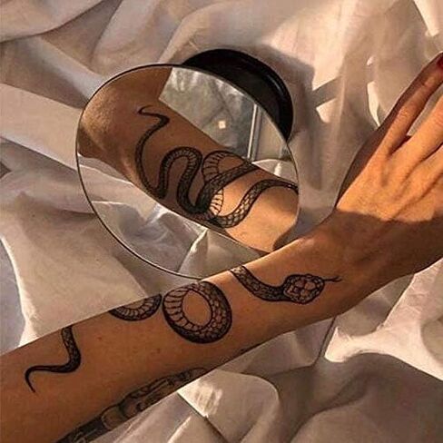 ملصقات وشم مؤقت على شكل ثعبان أسود واقعي مقاس كبير للنساء والرجال مقاوم للماء وشم مزيف على الخصر وذراع الساعد للجسم in Kuwait