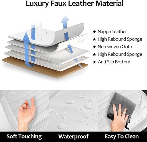 2 Pack Fit Tesla White Bottom Seat Cover for Model Y/3, Luxury Nappa Leather Waterproof Car Front Seats Cushion Protector for Model 3/Y 2020 2021 2022 2023 2024 in Saudi Arabia