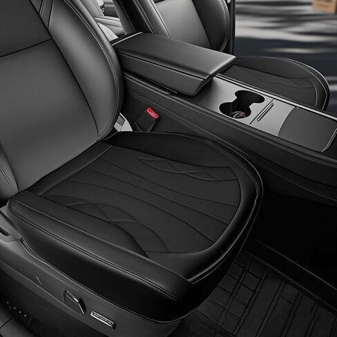 2 Pack Fit Tesla White Bottom Seat Cover for Model Y/3, Luxury Nappa Leather Waterproof Car Front Seats Cushion Protector for Model 3/Y 2020 2021 2022 2023 2024 in Saudi Arabia