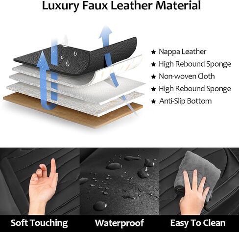 2 Pack Fit Tesla White Bottom Seat Cover for Model Y/3, Luxury Nappa Leather Waterproof Car Front Seats Cushion Protector for Model 3/Y 2020 2021 2022 2023 2024 in Saudi Arabia