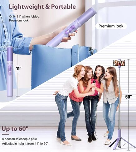 64" Selfie Stick Tripod with Remote for Cell Phone 4"-7",Portable Phone Tripod Stand Compatible with iPhone Android Lightweight Expandable for Travel Selfies Video Recording Vlog(Black) in Saudi Arabia