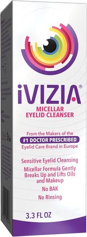 iVIZIA Eyelid Cleansing Wipes for Sensitive Eyelid Cleansing, Preservative-Free, Micellar, No Rinse, Gentle Eye Makeup Remover, 20 Sterile Single-Use Wipes for Eyelids in Kuwait