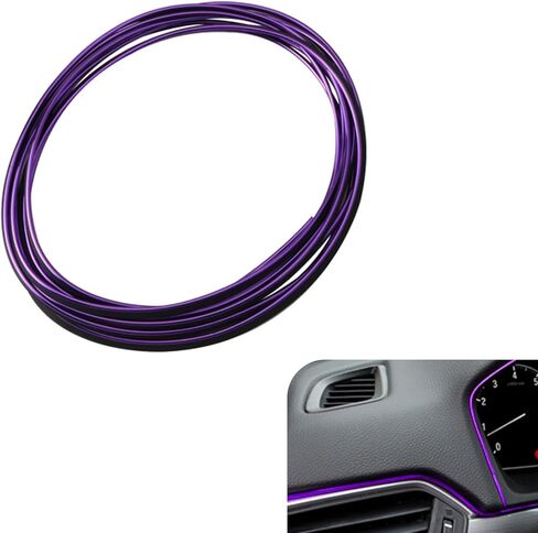 Car Interior Moulding Trim Strip, 32.8ft Electroplating Car Interior Filler Insert Strips for Door Dashboard, Molding Line, DIY Vehicle Interior Flexible Strip with Install Tool (Purple) in Kuwait