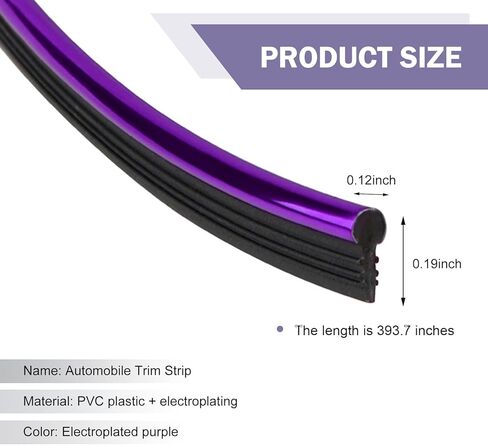 Car Interior Moulding Trim Strip, 32.8ft Electroplating Car Interior Filler Insert Strips for Door Dashboard, Molding Line, DIY Vehicle Interior Flexible Strip with Install Tool (Purple) in Kuwait