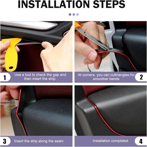 Car Interior Moulding Trim Strip, 32.8ft Electroplating Car Interior Filler Insert Strips for Door Dashboard, Molding Line, DIY Vehicle Interior Flexible Strip with Install Tool (Purple) in Kuwait