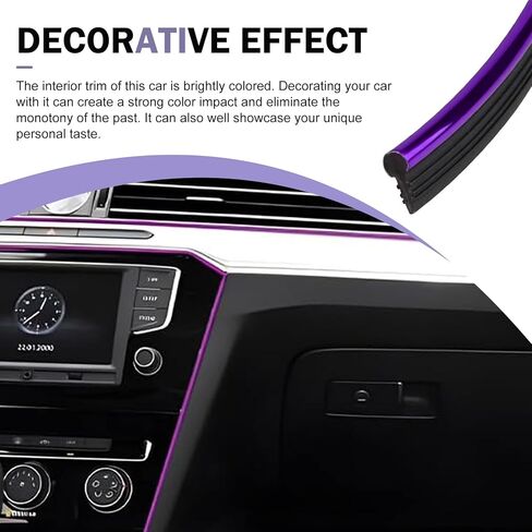 Car Interior Moulding Trim Strip, 32.8ft Electroplating Car Interior Filler Insert Strips for Door Dashboard, Molding Line, DIY Vehicle Interior Flexible Strip with Install Tool (Purple) in Kuwait