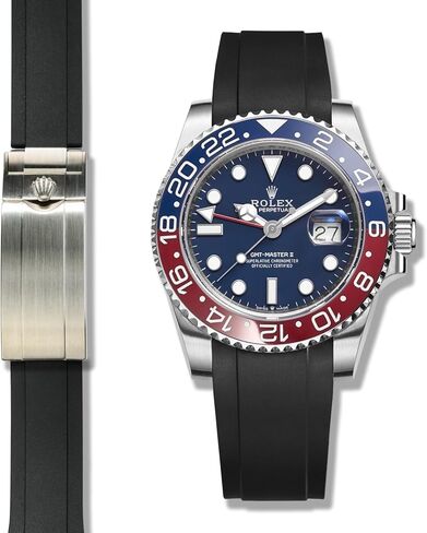 CRAFTER Blue RS01 Curved End Rubber Strap Watch Band متوافق مع غواصة Rolex 40 مم ، Explorer ، Explorer II ، GMT Master ، GMT Master II ، Daytona ، و Yachtmaster in Kuwait