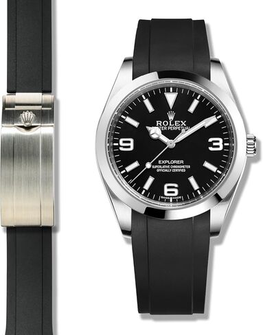 CRAFTER Blue RS01 Curved End Rubber Strap Watch Band متوافق مع غواصة Rolex 40 مم ، Explorer ، Explorer II ، GMT Master ، GMT Master II ، Daytona ، و Yachtmaster in Kuwait