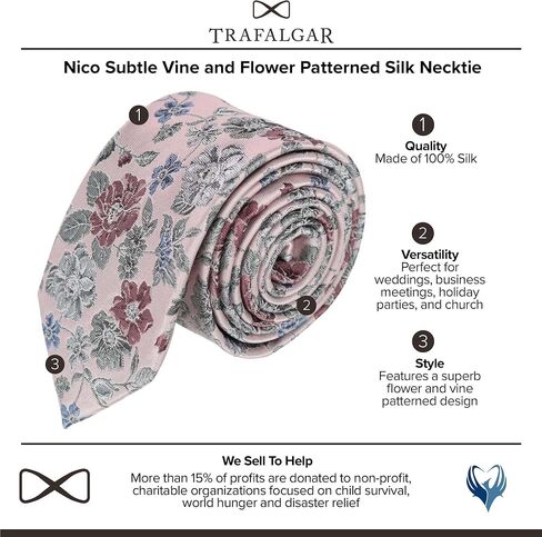 Trafalgar Men's Nico Subtle Vine and Flower Patterned Silk Necktie in Saudi Arabia