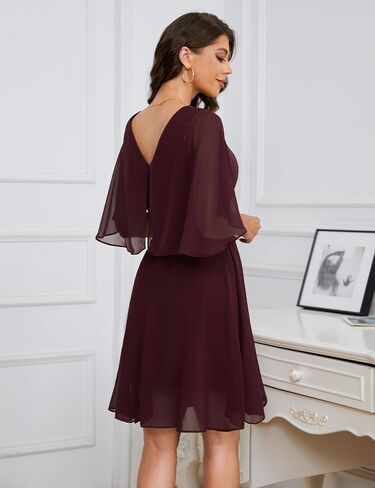 Dressystar Sequin Women Dresses Knee Length Dress Mother of The Bride Wedding Guest V-Neck Evening Formal Cocktail Gowns in Saudi Arabia