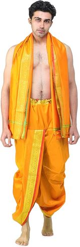 على استعداد لارتداء Dhoti و Angavastram مع حدود الأوراق الذهبية المنسوجة in Saudi Arabia