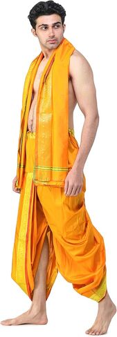 على استعداد لارتداء Dhoti و Angavastram مع حدود الأوراق الذهبية المنسوجة in Saudi Arabia