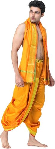 على استعداد لارتداء Dhoti و Angavastram مع حدود الأوراق الذهبية المنسوجة in Saudi Arabia