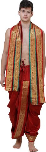 على استعداد لارتداء Dhoti و Angavastram مع حدود الأوراق الذهبية المنسوجة in Kuwait