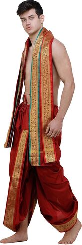 على استعداد لارتداء Dhoti و Angavastram مع حدود الأوراق الذهبية المنسوجة in Kuwait
