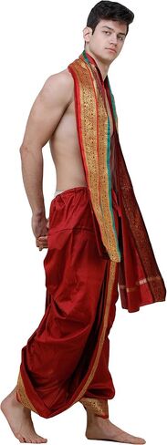 على استعداد لارتداء Dhoti و Angavastram مع حدود الأوراق الذهبية المنسوجة in Kuwait