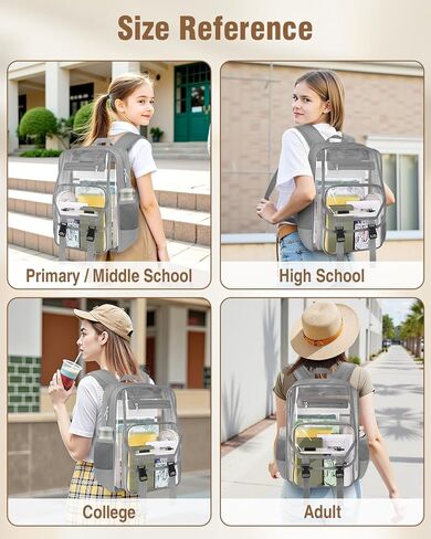 Soimeat Clear Backpack Heavy Duty, Fabric & PVC Transparent Bookbag, See Through Backpacks with Reinforced Strap for Women Men, Large Capacity Clear Backpack for College, Travel, Security, Black in Kuwait