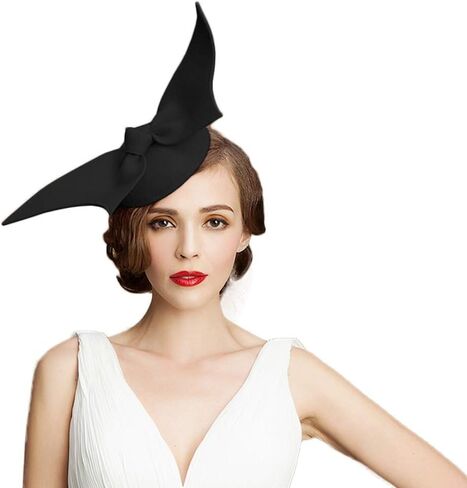 F FADVES 100% Wool Pillbox Wedding Hat Women Angel Wings Fascinator Hat Felt Cocktail Tea Party Fedoras in Saudi Arabia