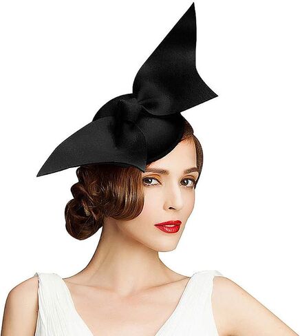 F FADVES 100% Wool Pillbox Wedding Hat Women Angel Wings Fascinator Hat Felt Cocktail Tea Party Fedoras in Saudi Arabia
