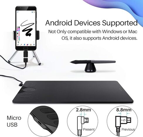 هيون تابلت رسم جرافيك H610 برو V2 بوظيفة الميل وقلم ستايلس بدون بطارية وضغط القلم 8192 مع 8 رؤوس قلم in Saudi Arabia
