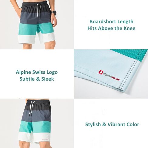 Alpine Swiss Mens Swim Shorts Beach Trunks Boardshorts Volley Shorts Quick Dry Swimwear in Saudi Arabia