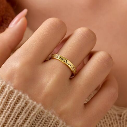 925 Sterling Silver Let Them Ring for Women Men Friendship Rings Self Worth Motivation Inspirational Rings Self Love Ring for Her Pavé CZ Band Jewelry Encouragement Graduation Gifts for Sister Friend in Kuwait