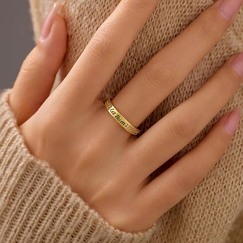 925 Sterling Silver Let Them Ring for Women Men Friendship Rings Self Worth Motivation Inspirational Rings Self Love Ring for Her Pavé CZ Band Jewelry Encouragement Graduation Gifts for Sister Friend in Kuwait