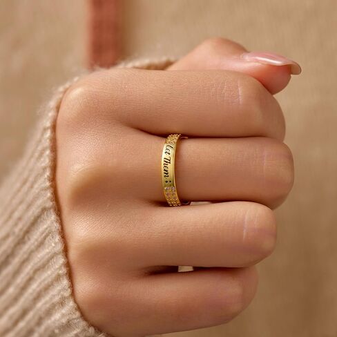 925 Sterling Silver Let Them Ring for Women Men Friendship Rings Self Worth Motivation Inspirational Rings Self Love Ring for Her Pavé CZ Band Jewelry Encouragement Graduation Gifts for Sister Friend in Kuwait