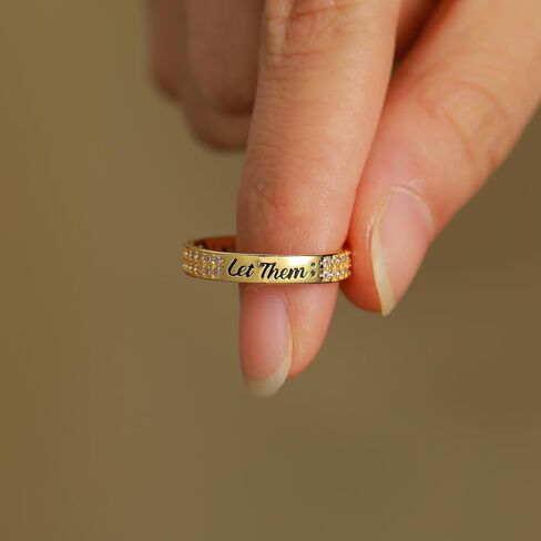 925 Sterling Silver Let Them Ring for Women Men Friendship Rings Self Worth Motivation Inspirational Rings Self Love Ring for Her Pavé CZ Band Jewelry Encouragement Graduation Gifts for Sister Friend in Kuwait