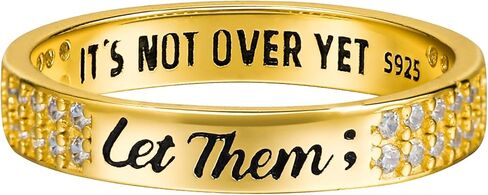 925 Sterling Silver Let Them Ring for Women Men Friendship Rings Self Worth Motivation Inspirational Rings Self Love Ring for Her Pavé CZ Band Jewelry Encouragement Graduation Gifts for Sister Friend in Kuwait