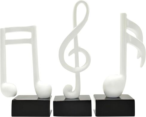 Natural Design Architecture Lifestyle N Adam & Friends Musical Notes Decorations with Treble Clef and 16th Notes, Musical Statues for Quirky Home Decor and Bookshelf Decor in Durable Resin, Black in Saudi Arabia