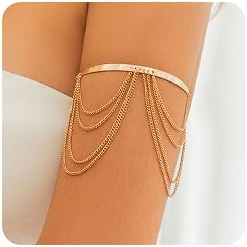 Xerling Chains Tassel Arm Bracelets Open Cuff Armband Armlet Boho Upper Arm Band Jewelry for Women in Saudi Arabia