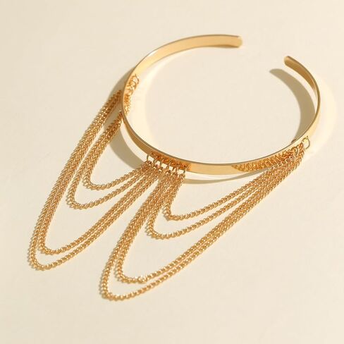 Xerling Chains Tassel Arm Bracelets Open Cuff Armband Armlet Boho Upper Arm Band Jewelry for Women in Saudi Arabia