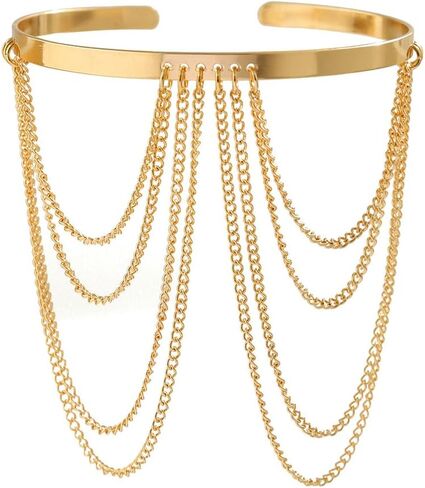 Xerling Chains Tassel Arm Bracelets Open Cuff Armband Armlet Boho Upper Arm Band Jewelry for Women in Saudi Arabia