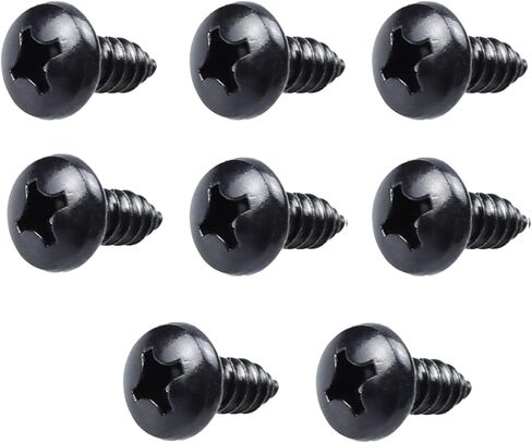8PCS Black License Plate Screws-Phillips Pan Head, Self-Tapping Bolts M6-3# x 16mm, 304 Stainless Steel Rust Resistant Rear License Plate Fasteners in Kuwait