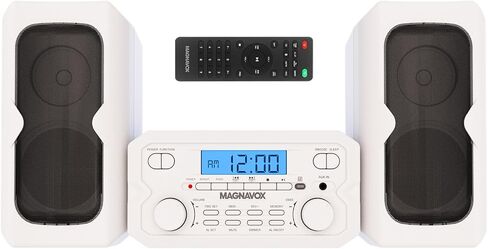 Magnavox MM435M-SL نظام رف مضغوط للأقراص المضغوطة مكون من 3 قطع مع راديو ستيريو FM رقمي وتقنية Bluetooth اللاسلكية وجهاز تحكم عن بعد باللون الفضي | شاشة LCD | متوافق مع منفذ AUX | نسخة 2022 | in Kuwait
