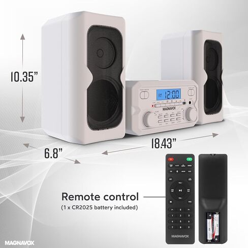 Magnavox MM435M-SL نظام رف مضغوط للأقراص المضغوطة مكون من 3 قطع مع راديو ستيريو FM رقمي وتقنية Bluetooth اللاسلكية وجهاز تحكم عن بعد باللون الفضي | شاشة LCD | متوافق مع منفذ AUX | نسخة 2022 | in Kuwait
