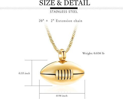 Yinplsmemory Cremation Jewelry Football Memorial Urn Necklace for Ashes Holder Stainless Steel Ashes Keepsake Urn Jewelry for Brother Boyfriend in Saudi Arabia