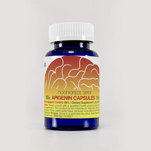 Nootropics Depot Apigenin Capsules | 50mg | 60 Count | >98% Apigenin | Supports Relaxation, Joint Health, and NAD+ Levels in Saudi Arabia