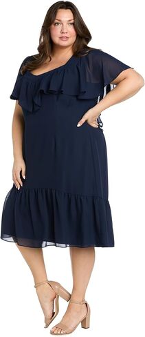 Elegant Midi Chiffon Dress W/Ruffle Top & Chiffon Capelet in Saudi Arabia