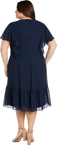 Elegant Midi Chiffon Dress W/Ruffle Top & Chiffon Capelet in Saudi Arabia