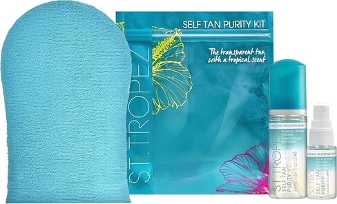 St. Tropez Self Tan Purity Mini Kit, Self Tanning Set for a Natural Glow, 100% Clean Water Tanning Mousse and Face Mist, Vegan-Friendly with Tropical Scent, Natural Golden Self Tanner, 1ct in Kuwait