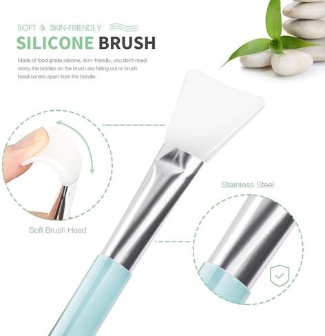 Teenitor Facial Mask Mixing Bowl Set, DIY Facemask Mixing Tool Kit with Silicon Face Mask Brush Facial Mask Bowl Stick Spatula Gauges Puff, Pack of 8, Green in Kuwait
