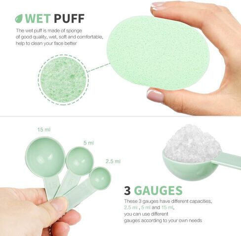 Teenitor Facial Mask Mixing Bowl Set, DIY Facemask Mixing Tool Kit with Silicon Face Mask Brush Facial Mask Bowl Stick Spatula Gauges Puff, Pack of 8, Green in Kuwait