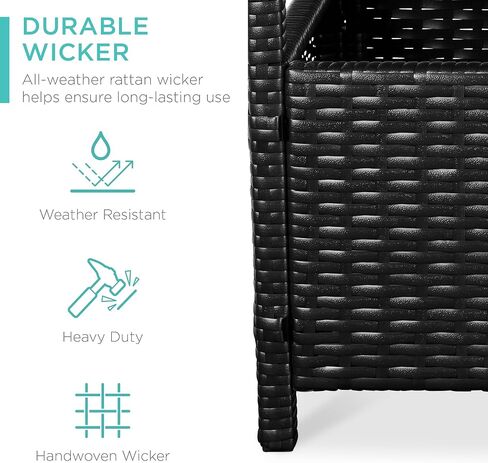 Best Choice Products Wicker Side Table with Umbrella Hole, Square PE Rattan Outdoor End Table for Patio, Garden, Poolside, Deck w/UV-Resistant Frame, Storage Space - Gray in Kuwait