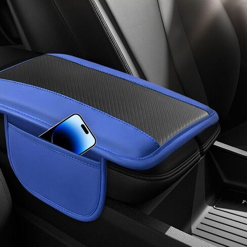 Car Center Console Cover, Carbon Fiber Leather Car Armrest Cover Protector, Auto Middle Console Support Pad with Side Storage, Universal Storage Box Cushion for Most Vehicle Interior (Red) in Saudi Arabia