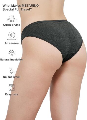 METARINO Women's Underwear Mid Waisted Ladies Panties Merino Wool Sports Active Briefs 3 Pack in Saudi Arabia