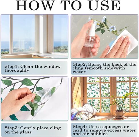 GORGECRAFT 39.4x16.9 Inch Rainbow Window Privacy Film Green Leaves Plant Static Glass Cling 3D Plastic Non-Adhesive Sun Blocking Glass Sticker Prism Stained Window Decals for Room Home in Saudi Arabia
