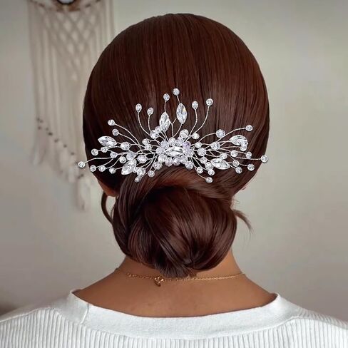 LOVFOIVER لؤلؤة العروس الزفاف مشط الشعر زهرة الفتيات خصلات الشعر الراين إكسسوارات الشعر مقاطع للعرائس ووصيفات العروس in Kuwait
