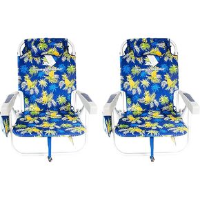 Tommy Bahama Backpack Beach Chair-New 2022 Designs-5-Position Classic Lay Flat-Insulated Cooler Towel Bar-Storage Pouch Aluminum (Sailfish and Palms) in Kuwait